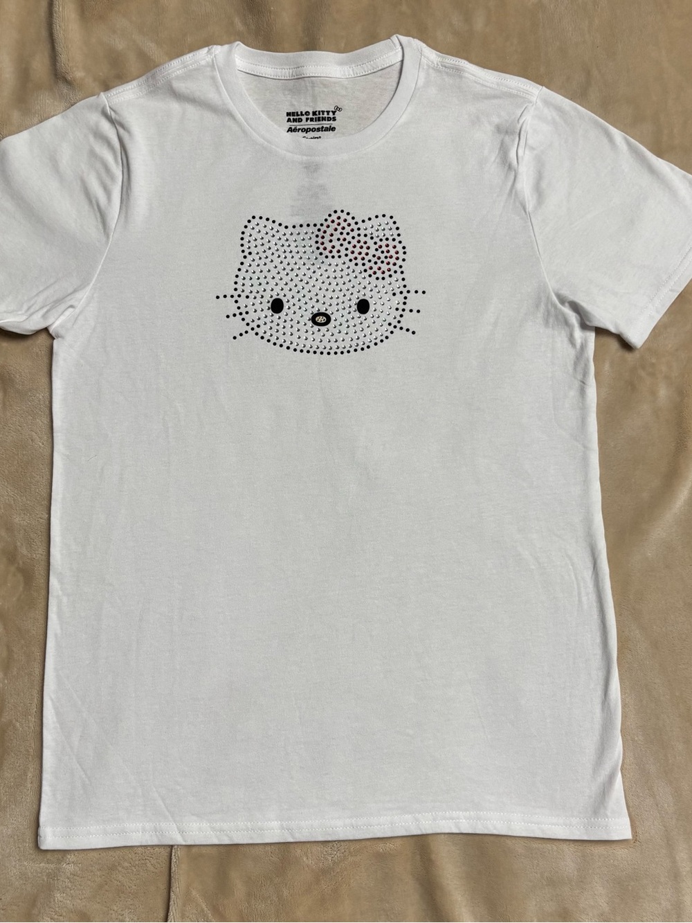 Aeropostale Hello Kitty Rhinestone Graphic Tee Shirt White Size S Sanrio Y2K